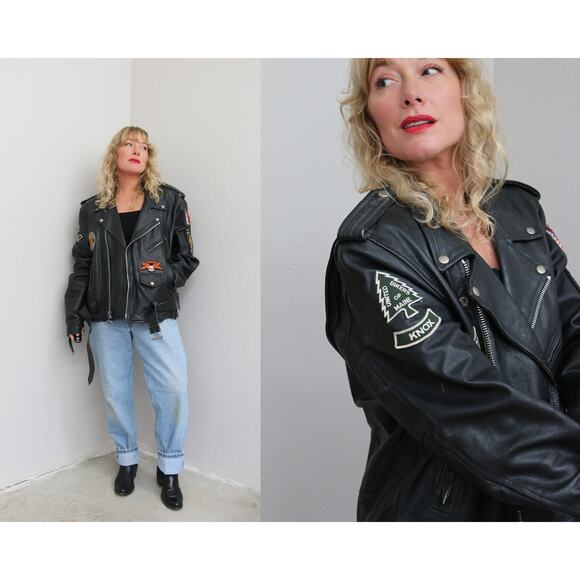 1980's Vintage Maine Leather Shop Motorcycle Jacket ~ Women's LG XL ~ Men's LG